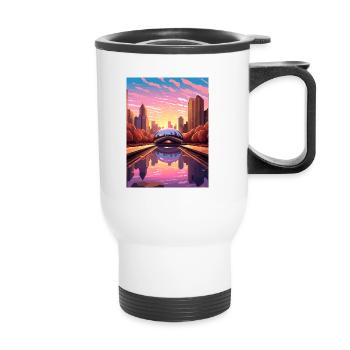 Chicago Illinois Millennium Park Travel Poster - Thermal mug with handle - white - Front