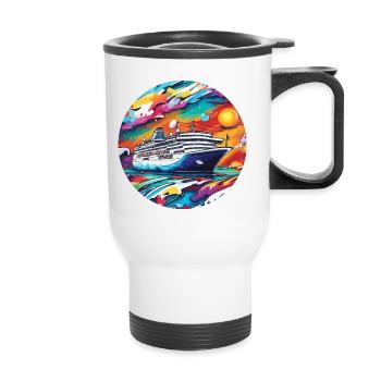 Bateau pirate / Bateau / Mer / Océan / Vagues - Tasse isotherme avec poignée - blanc - Devant