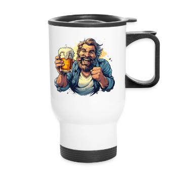Biertrinker Outfit Vatertag Männerabend - Thermobecher mit Tragegriff - Weiß - Vorne
