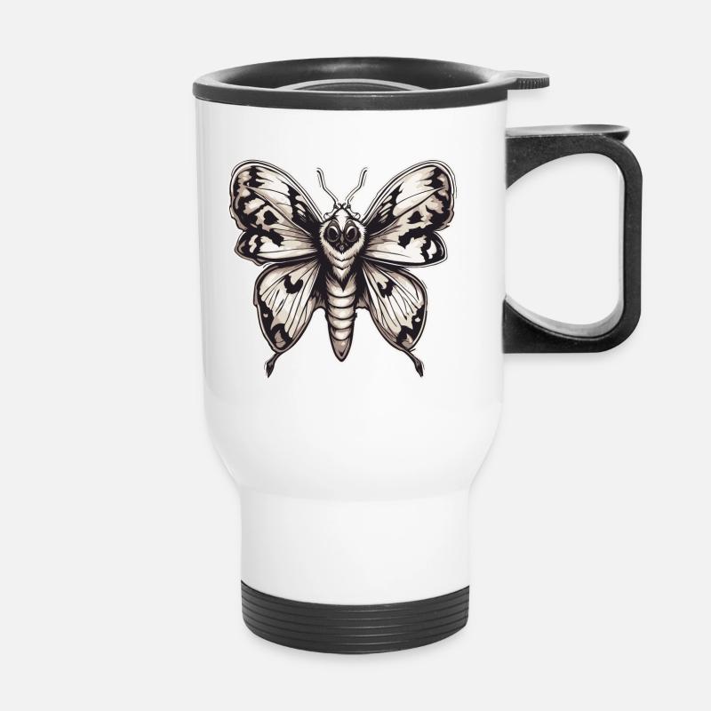 Moth / animal / insect / larva / pest - Thermal mug with handle - white