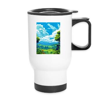 Amazone Regenwald Vintage Reiseposter Souvenir - Thermobecher mit Tragegriff - Weiß - Vorne