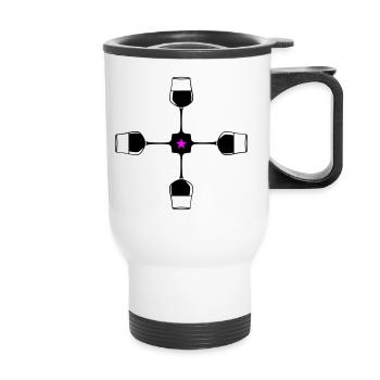 Verre à vin rouge de vin - Tasse isotherme avec poignée - blanc - Devant