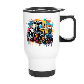 Tractor / Agriculture / Farmer / Field Work - Thermal mug with handle - white - Front