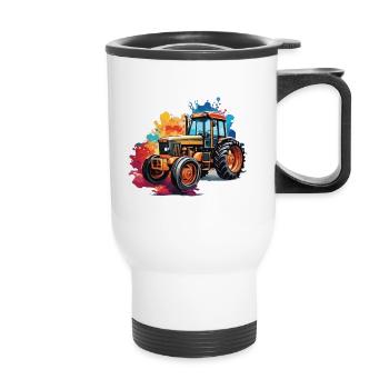 Tractor / Agriculture / Farmer / Field Work - Thermal mug with handle - white - Front