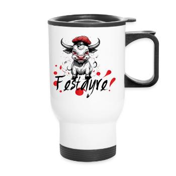 Festayre ! Féria de Béziers, Dax, Nîmes, Bayonne - Tasse isotherme avec poignée - blanc - Devant