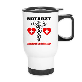 Karneval Fasching Fasnet Notarzt Kostüm - Thermobecher mit Tragegriff - Weiß - Vorne