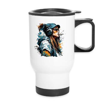 Rapper / Hip Hop / Song / Cool / Rhymes / Beat - Thermal mug with handle - white - Front
