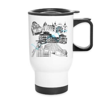 Essen's landmarks - Thermal mug with handle - white - Front