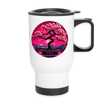 Cerisier japonais - Tasse isotherme avec poignée - blanc - Devant