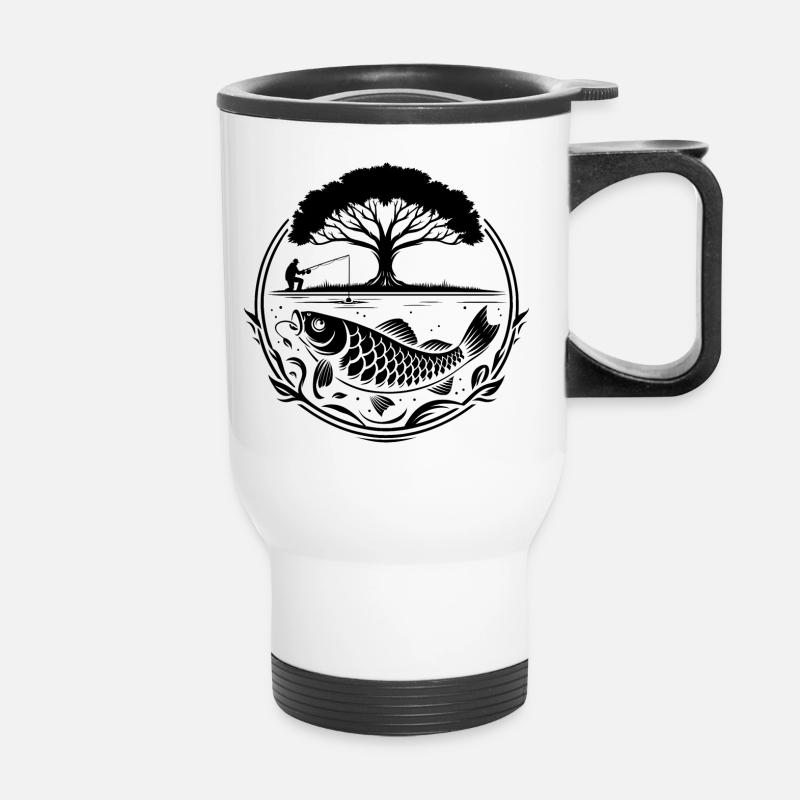 Fishing in nature - Thermal mug with handle - white