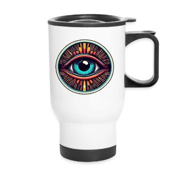 Psychedelic / Eye / Psychobilly / Comic / Colorful - Thermal mug with handle - white - Front