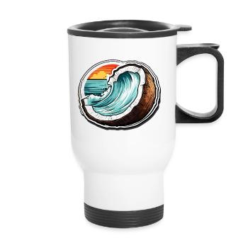 Coconut / Drink / Exotic / Tropical / Palm - Thermal mug with handle - white - Front