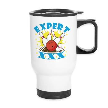 Bowling-Experte XXX - Thermobecher mit Tragegriff - Weiß - Vorne
