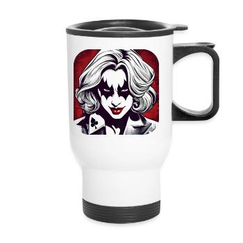 Cool Harlequin Poker Gothic Girl - Thermal mug with handle - white - Front