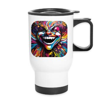 Crazy Fool - Thermal mug with handle - white - Front