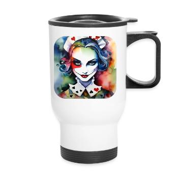 Cool Harlequin Poker Gothic Girl - Thermal mug with handle - white - Front