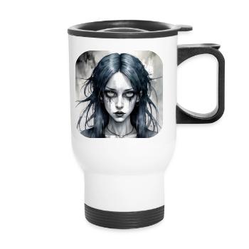 Cooles Gothic Punk Girl - Thermobecher mit Tragegriff - Weiß - Vorne