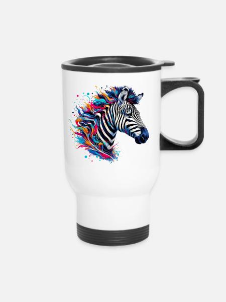 Zebra - Thermobecher mit Tragegriff - Weiß