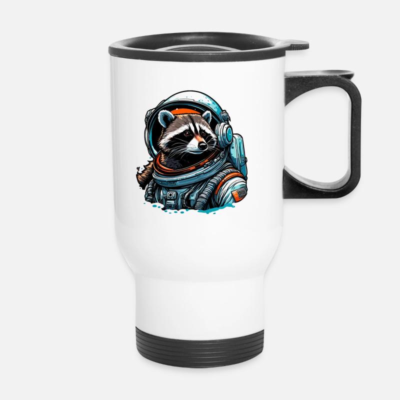Astronaut / Weltall / Tier / Waschbär / Raumschiff - Thermobecher mit Tragegriff - Weiß