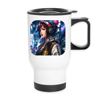 Cool Cyberpunk Girl - Thermal mug with handle - white - Front