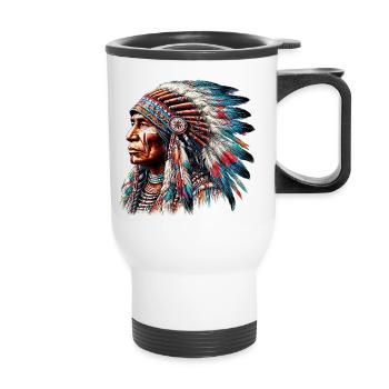 Amérindien Peau rouge d’Amérique - Tasse isotherme avec poignée - blanc - Devant