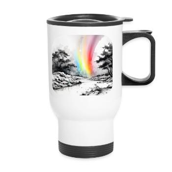 Paysage avec arc-en-ciel - Tasse isotherme avec poignée - blanc - Devant