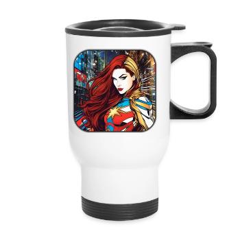Super-héroïne fantastique cool - Tasse isotherme avec poignée - blanc - Devant