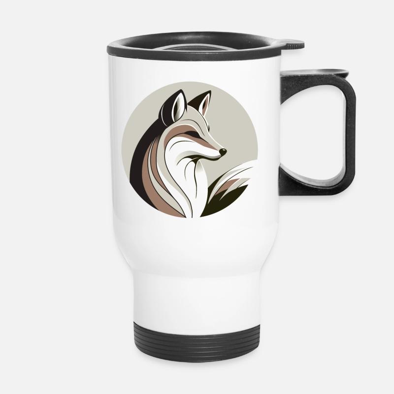 Renard dans un cercle - Tasse isotherme avec poignée - blanc