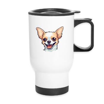 Chihuahua Dog Breed Watercolor Cartoon Kawaii Clip - Thermal mug with handle - white - Front