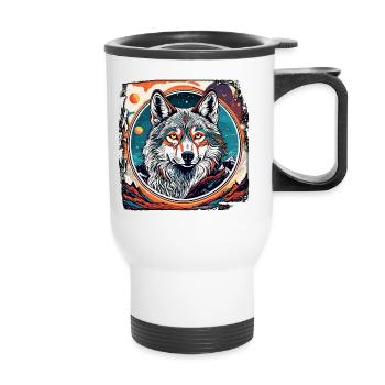 Loup / Meute / Forêt / Sauvage / Faune / Hurlement - Tasse isotherme avec poignée - blanc - Devant
