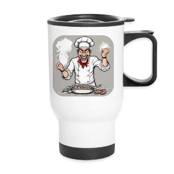 Chef fou - Tasse isotherme avec poignée - blanc - Devant