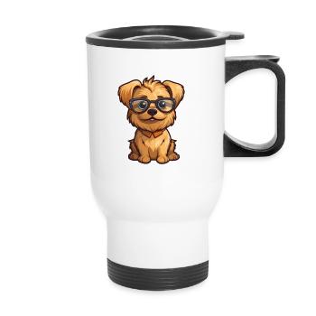 Norfolk Terrier Dog Breed Watercolor Cartoon Kawai - Thermal mug with handle - white - Front