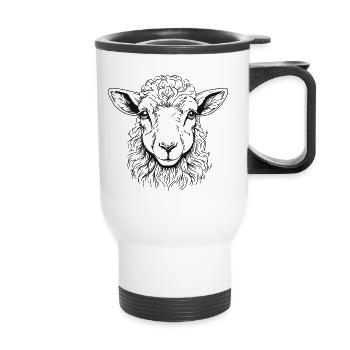Lamb Portrait - Thermal mug with handle - white - Front