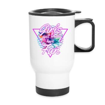 Girls Just Wanna Have Fun 80s - Tasse isotherme avec poignée - blanc - Devant