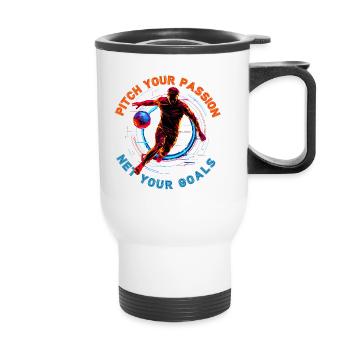 Neon football match, motivational quote - Thermal mug with handle - white - Front