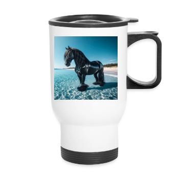 Horse in the water - Thermal mug with handle - white - Front