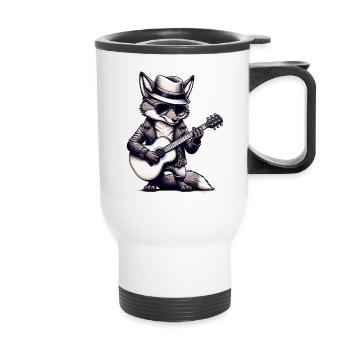 Guitare Fox de dessin animé personnalisée TShirt - Tasse isotherme avec poignée - blanc - Devant