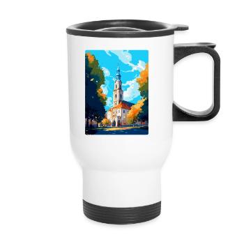 Bialystok Pologne Vintage Voyage Poster Art Mural - Tasse isotherme avec poignée - blanc - Devant