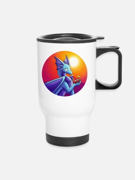 Dragon bleu d’été - Tasse isotherme avec poignée - blanc