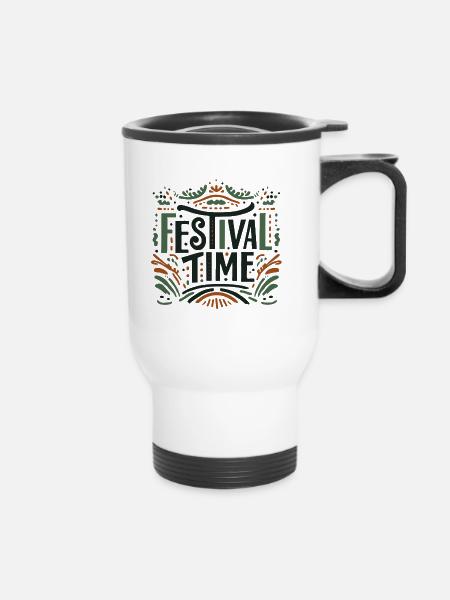 Festival Zeit - Thermobecher mit Tragegriff - Weiß