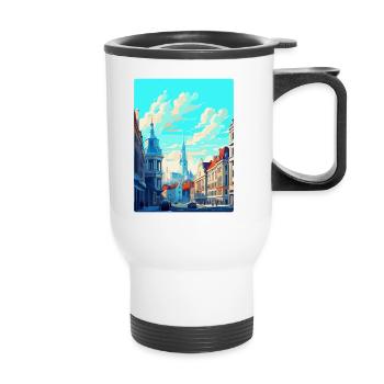 Brussels Belgium Vintage Travel Poster Souvenir - Thermal mug with handle - white - Front
