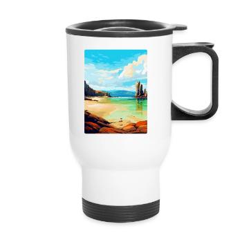 Isle Of Lewis Schottland Vereinigtes Königreich Vintage Reiseposter - Thermobecher mit Tragegriff - Weiß - Vorne