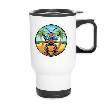 Ameise lustige Cartoon Sommer Strand Sonnenbrille Aufkleber - Thermobecher mit Tragegriff - Weiß - Vorne