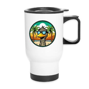 Emu Lustige Cartoon Sommer Strand Sonnenbrille Aufkleber - Thermobecher mit Tragegriff - Weiß - Vorne