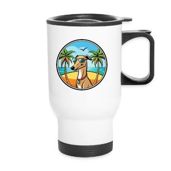 Galgo Español Chien Race Dessin Animé Lunettes de Soleil Plage - Tasse isotherme avec poignée - blanc - Devant