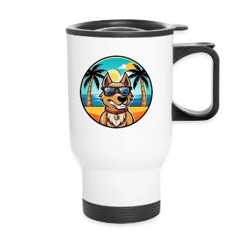 Magyar Agar Race Chien Dessin Animé Lunettes De Soleil Plage - Tasse isotherme avec poignée - blanc - Devant