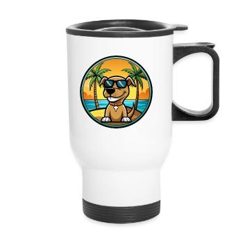 Sloughi Hunderasse Cartoon Sonnenbrille Strand - Thermobecher mit Tragegriff - Weiß - Vorne