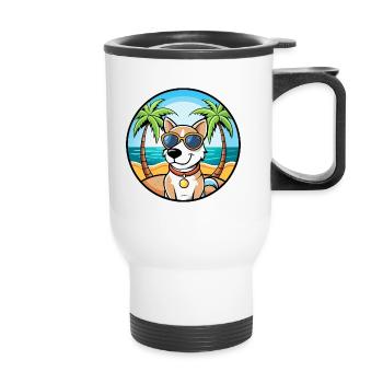 Ariege Pointer Hund Rasse Cartoon Sonnenbrille Strand - Thermobecher mit Tragegriff - Weiß - Vorne