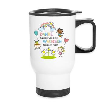 Message de remerciement Kita 1 | Enfants - Arc-en-ciel - Fleurs - Tasse isotherme avec poignée - blanc - Devant