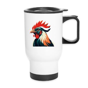 Huhn Cartoon Figur Buntes Haustier Tier - Thermobecher mit Tragegriff - Weiß - Vorne